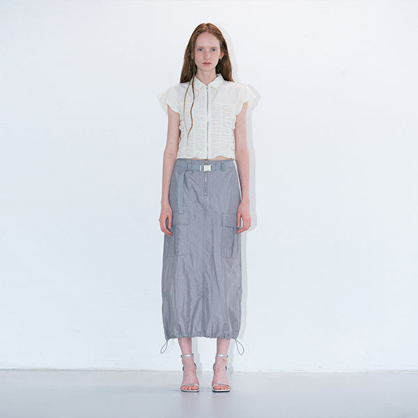 Cargo belted skirt gray