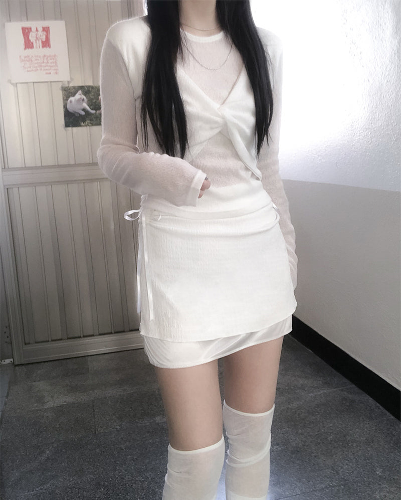 (2color) fairy shirring skirt