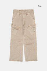Oblique deep dying washed cargo pants