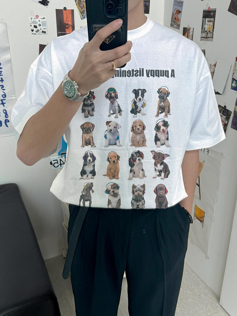 ASCLO パピーヘッドフォン半袖Tシャツ (2color)