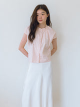 Lace Cap Sleeve Blouse - Pink