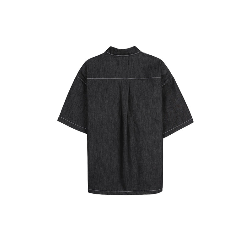 ASCLO ノンフェードステッチデニム半袖シャツ (2color)