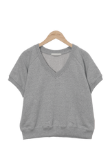Ricotta Summer V-Neck Cropped Short-Sleeved Sweatshirt (6 colors)