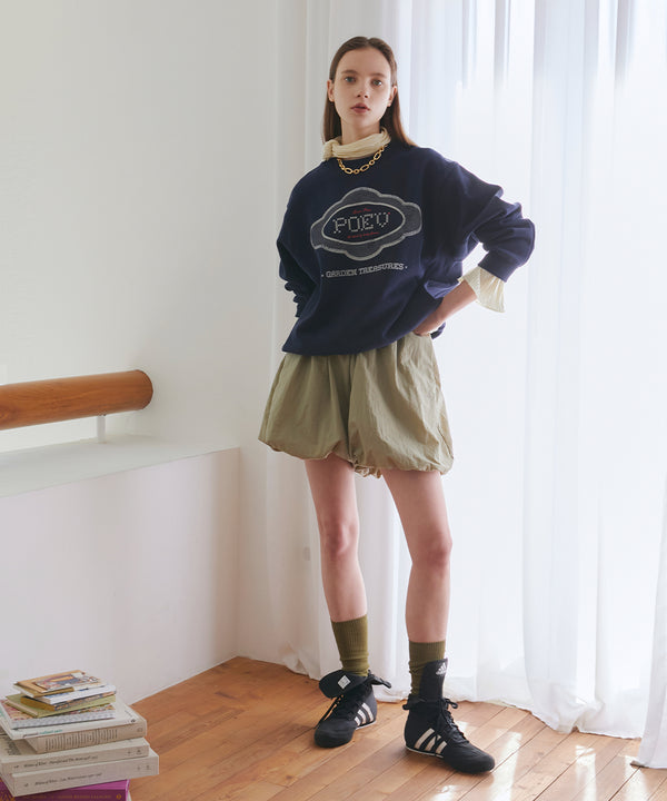 Lace Applique Sweatshirt - Navy