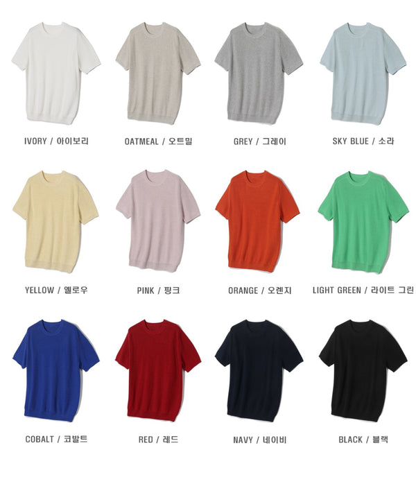 LMN Hachi Sufima Round Short Sleeve Knitwear (12 colors)
