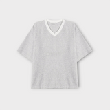 ASCLO Tweed V Neck Short Sleeve T Shirt (2color)