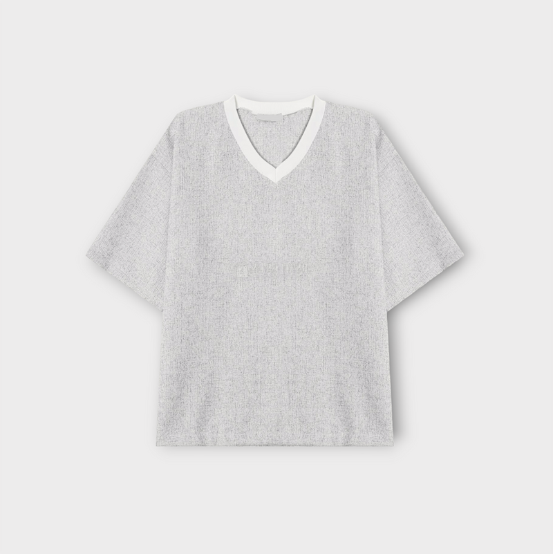 ASCLO ツイード Vネック 半袖Tシャツ (2color)