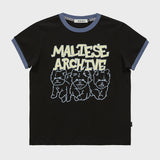 Maltese archive line graphic ringer half sleeve T-shirt