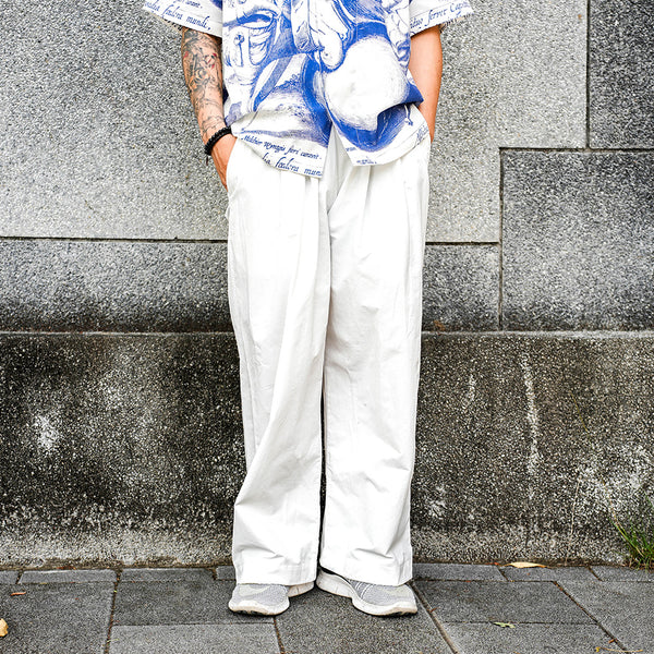 Japanese-style Straight Pants with Hem Buttons