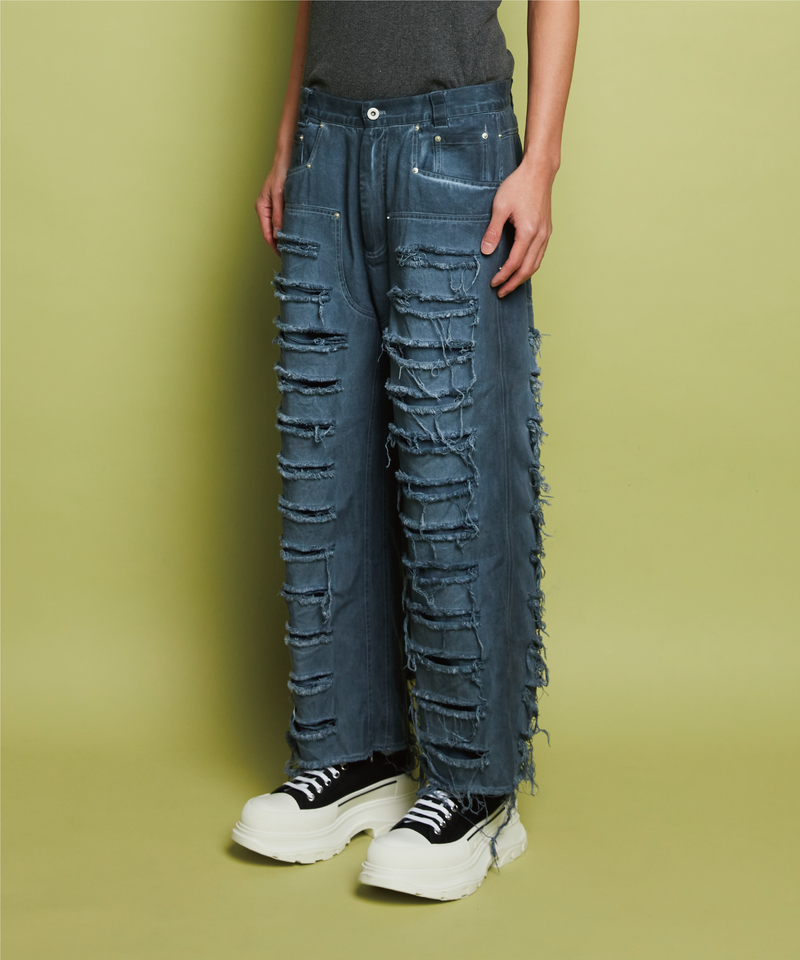 DYEING RIPPED BOOT CUT PANTS