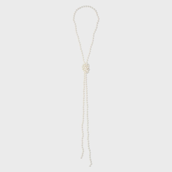  GLASS PEARL LONG NECKLACE (WHITE)