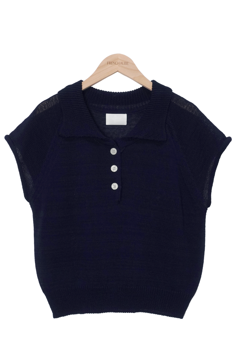 Troy Linen Collar Summer Short-Sleeved Knitwear (4 colors)