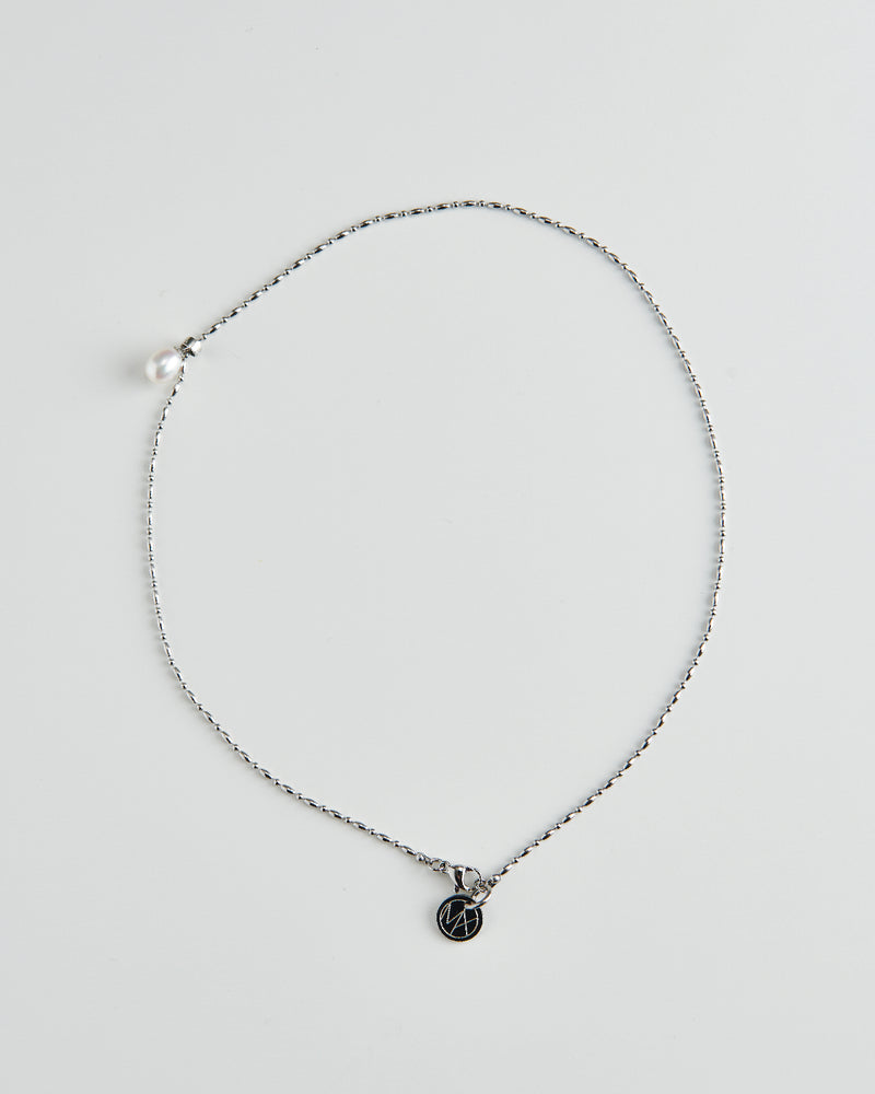 MN025 STAINLESS STEEL WITH FRESHWATER PEARL NECKLACE