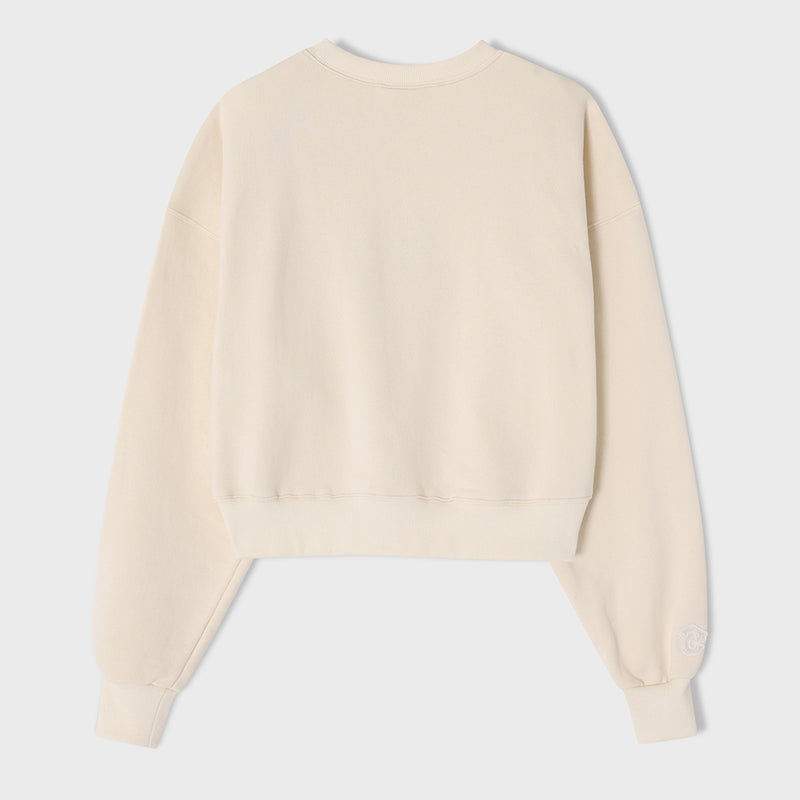 Tennis Ball Soft Cream Cropped Sweatshirt [For women]