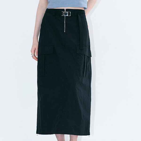 Cargo belted skirt black