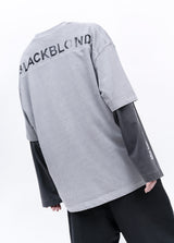BBD 隠しスローガン ピグメント Tシャツ (グレー)