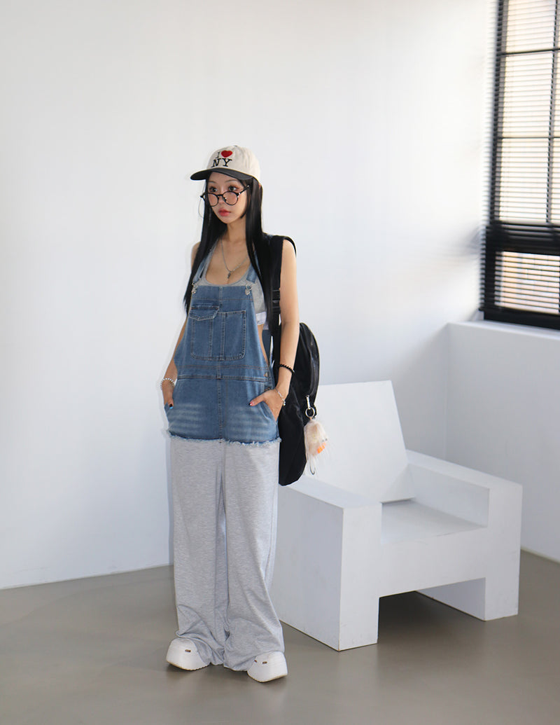 Patch Colored Denim Overall Overalls