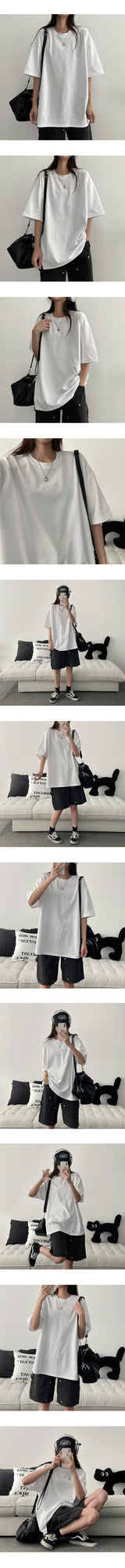 [A breathable fabric!] T-shirt with cool radish overfit short sleeves