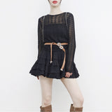 Barvelli see-through knitwear + sleeveless + skirt