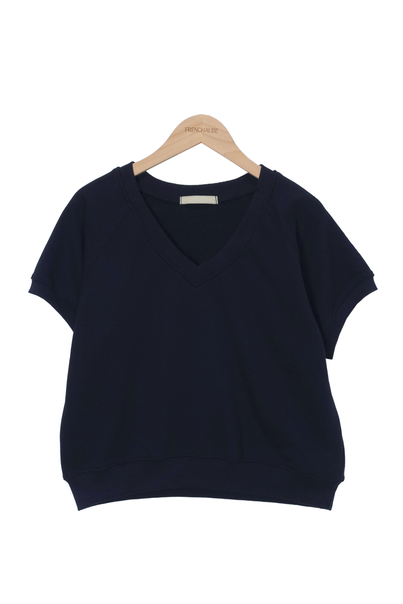 Ricotta Summer V-Neck Cropped Short-Sleeved Sweatshirt (6 colors)