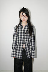 RAW EDGE BUTTON UP SHIRT IN CHECK