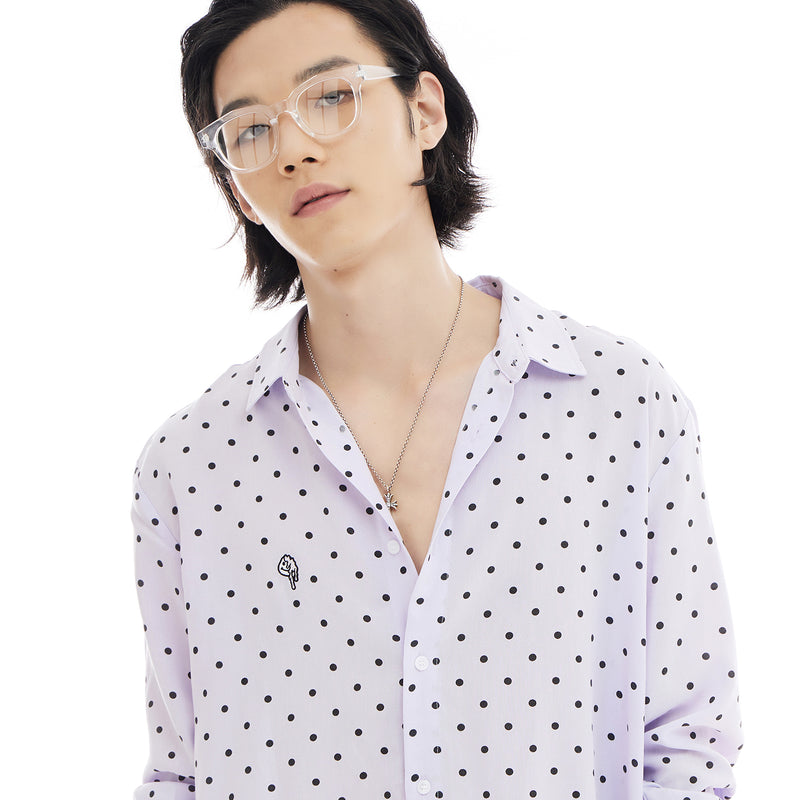 オーバーフィットドットプリントシャツ/OVERFIT DOT PRINT SHIRT-LILAC