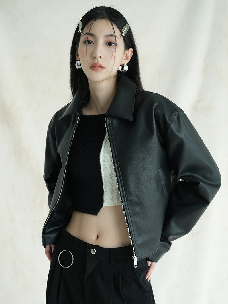 ベーシッククロップドレザージャケット / Basic Cropped Leather