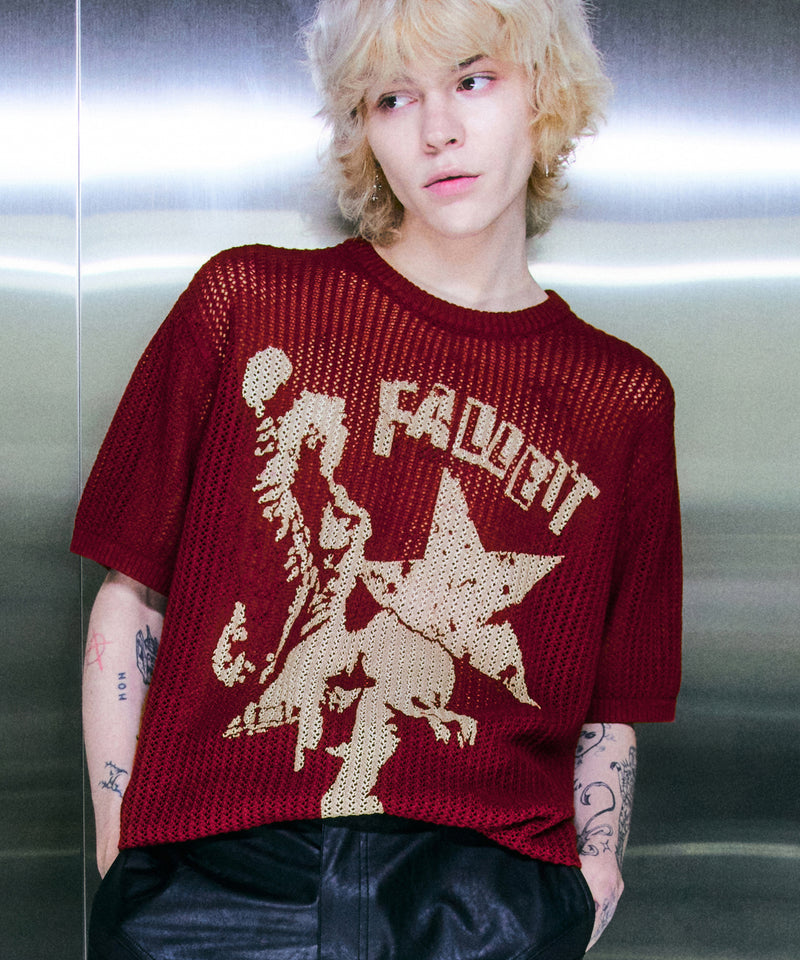 ロックスターニット半袖Tシャツ / ROCK STAR KNIT SHORT SLEEVE RED