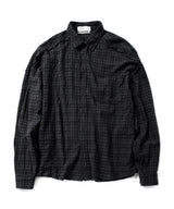 Cut-Off Grunge Check Shirt - Black