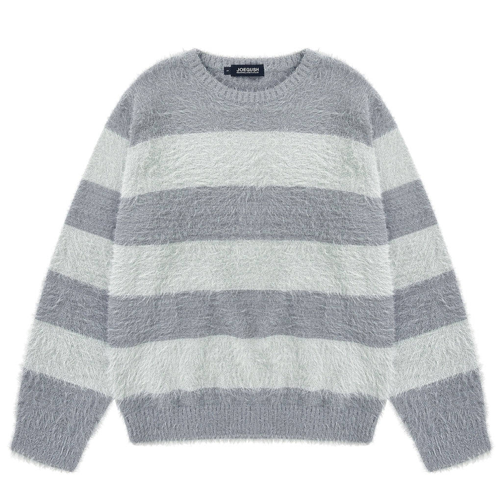 Fluffy Striped Mohair Knit (Grey/Ash Mint) – 60% - SIXTYPERCENT