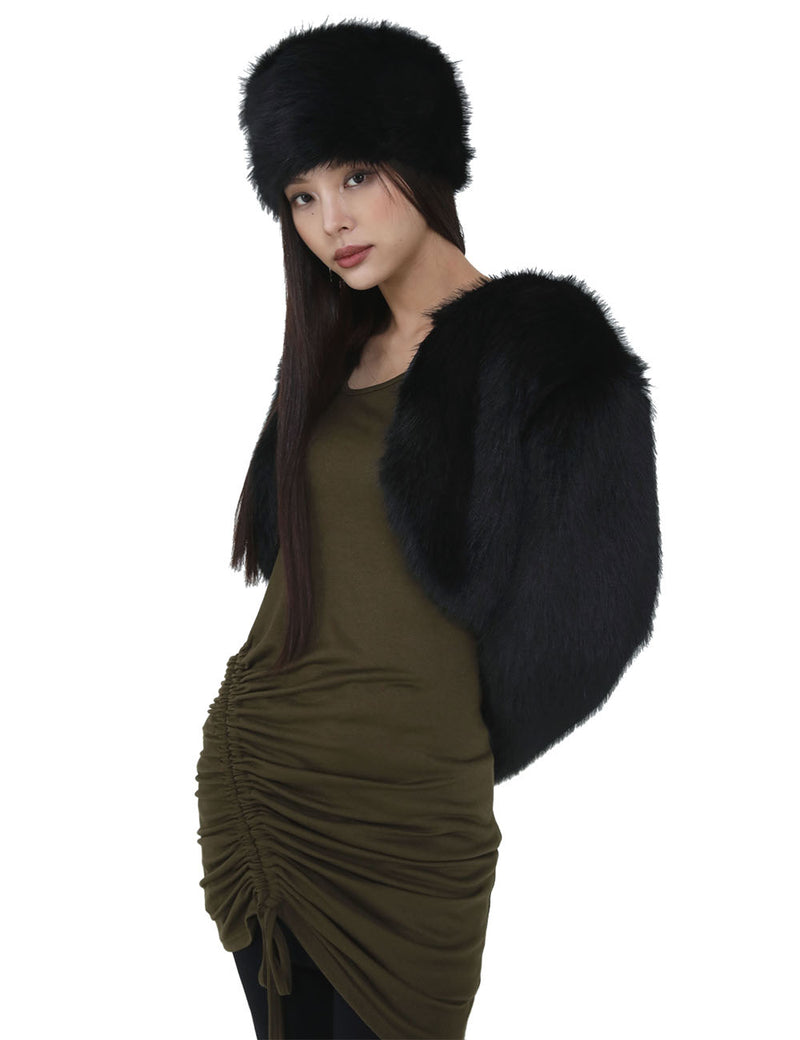 ショートクロップファージャケット / SHORT CROP FUR JACKET(BLACK)UGLYSHADOW/ {{ category }}