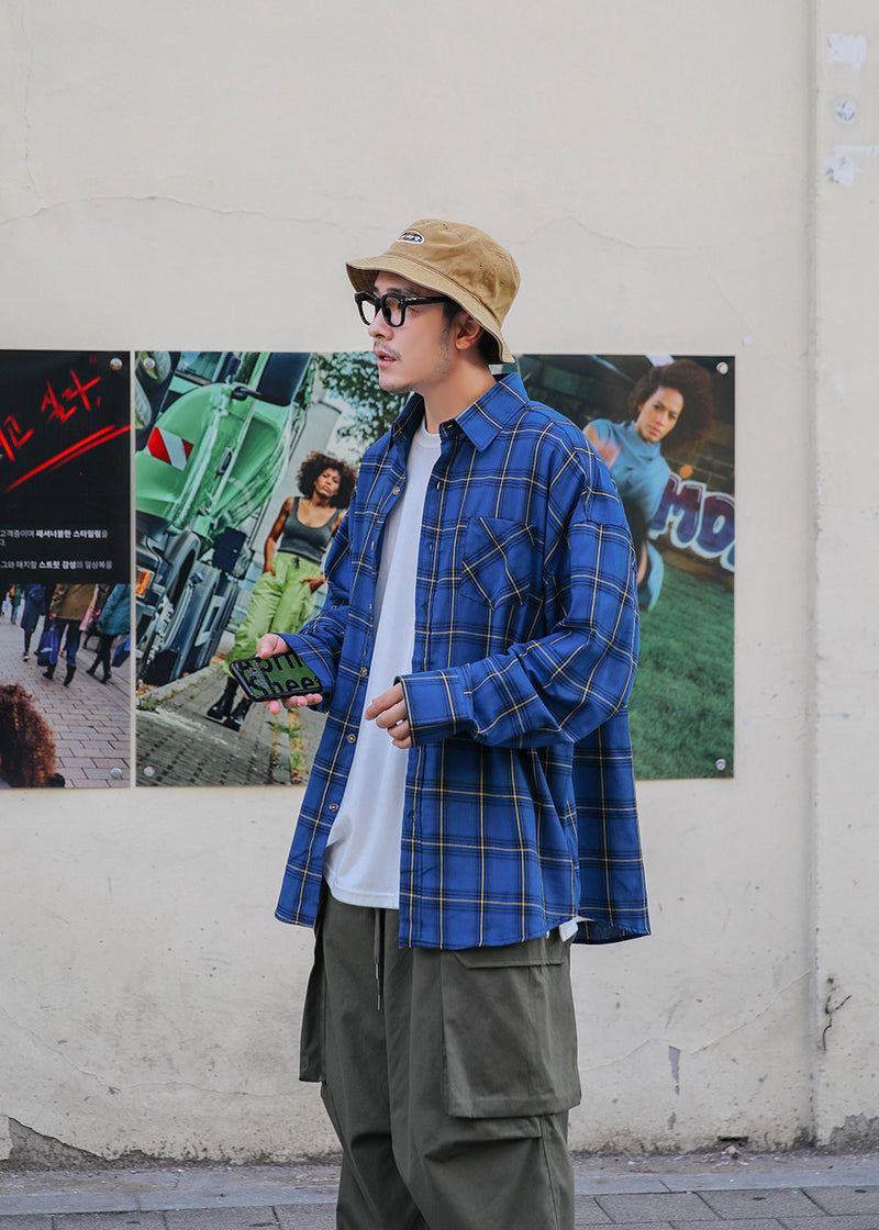 br>Sise <br>BIG POCKET CHECK SHIRT ブルー サイズ：1 （シセ