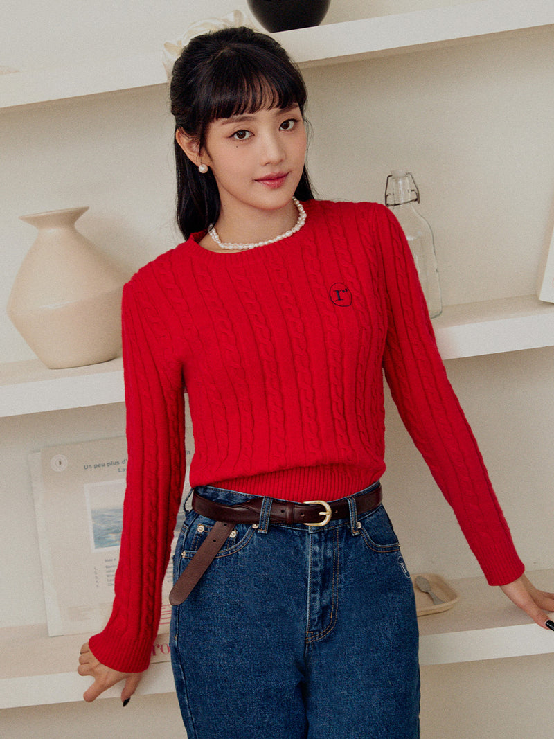 ローラ ケーブルニットレッド/ ROLA CABLE KNIT RED