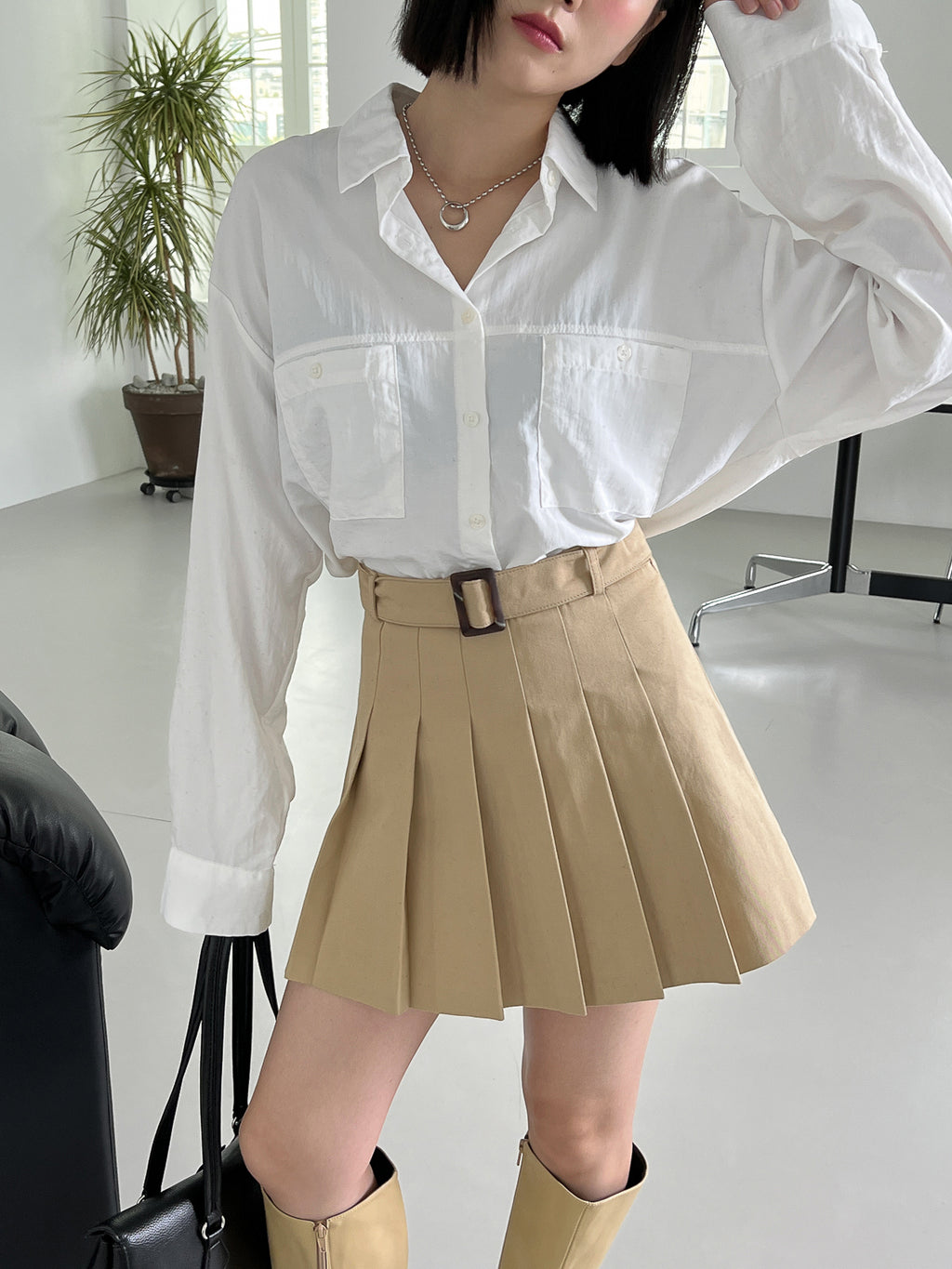 ベディ ベルト プリーツ スカート / Bedy Belt Pleated Skirt (3color