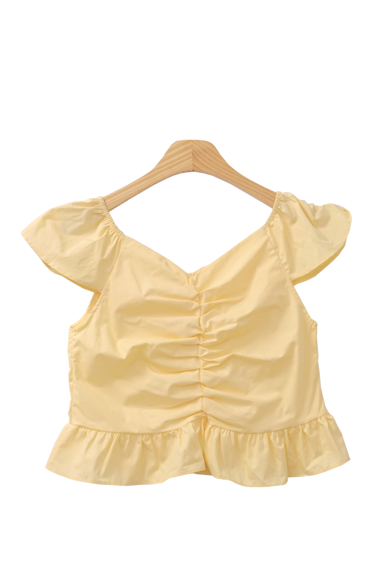 Elf Summer Shirring Cropped Off-Shoulder Short-Sleeved Blouse (4 colors)