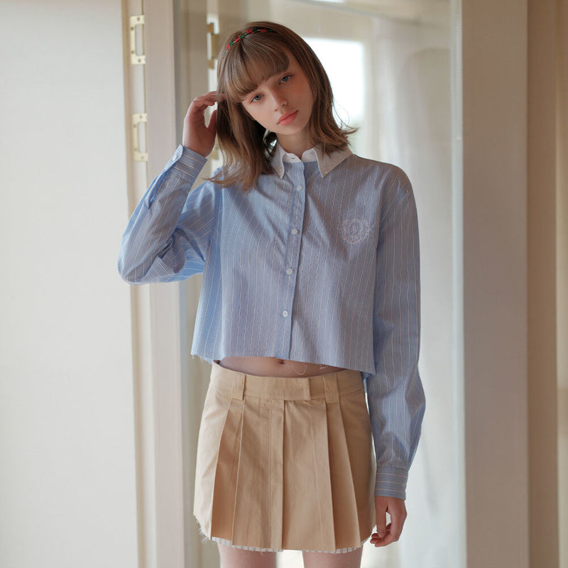 ストライプクロップドMuシャツ / Stripe cropped Mu shirt SKYBLUEAVANDRESS/ {{ category }}