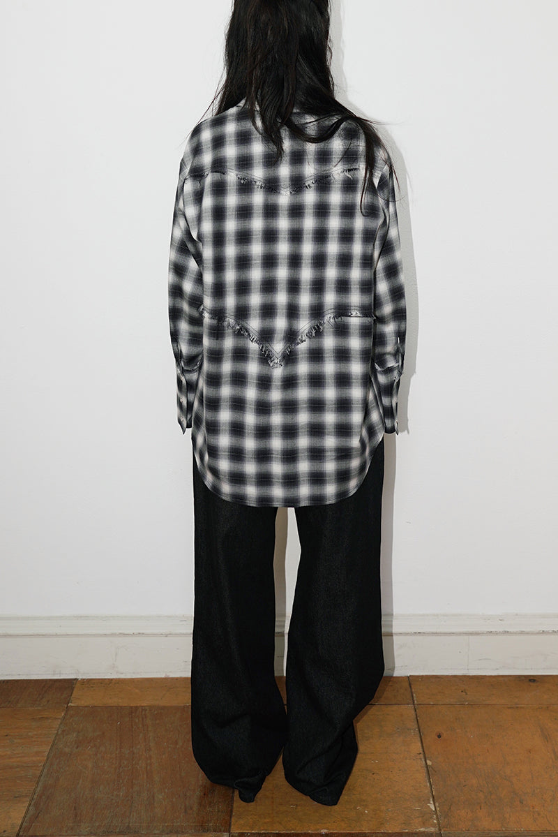 RAW EDGE BUTTON UP SHIRT IN CHECK
