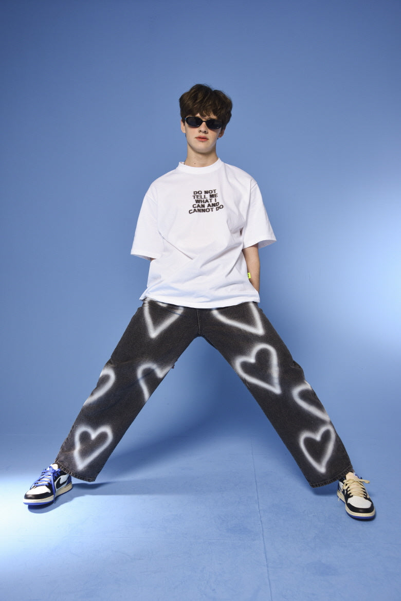 ハートデニムパンツ/[unisex] heart denim pants (black) – 60