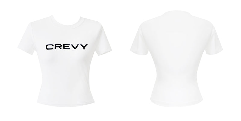 ロゴクロップスパンショートスリーブTシャツ/crevy logo crop spandex