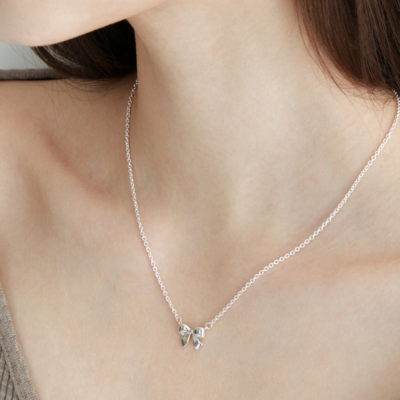 ラブリーリボンネックレス / [925 SILVER] Lovely Ribbon Necklace