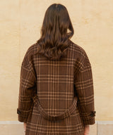 キャッシュウールブレンドローブコート/RCH cashwool blended robe coat check brown