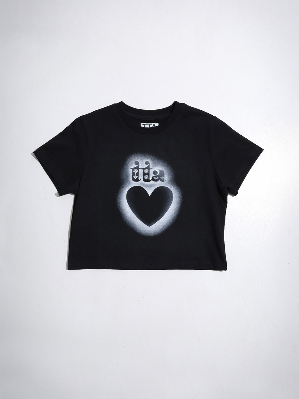 韓国 人気 クロップ[DXOH] TWO HEART SEASON LOGO CROP T-SHIRTS 