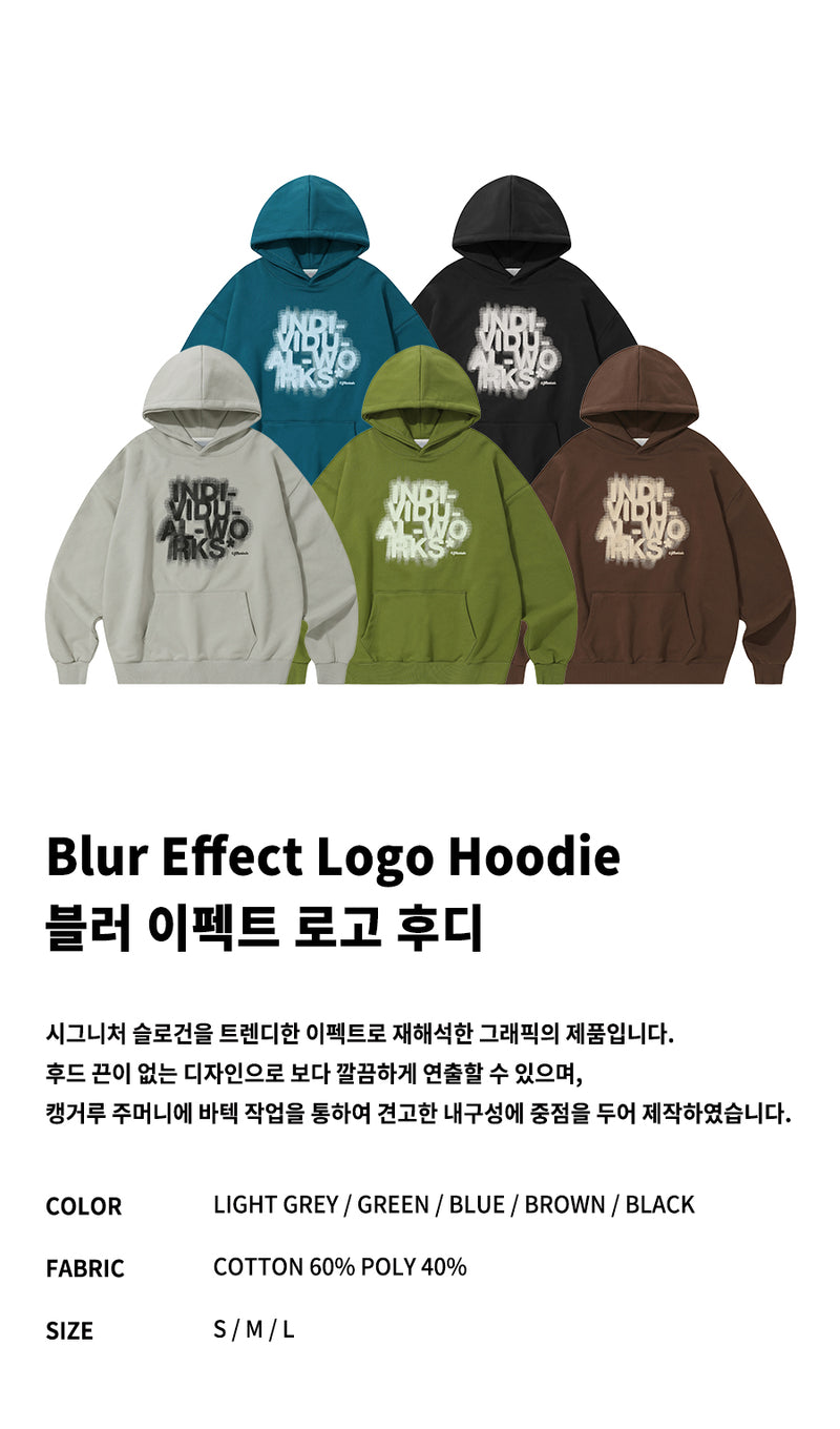 Blur Effect Logo Hoodie-Green