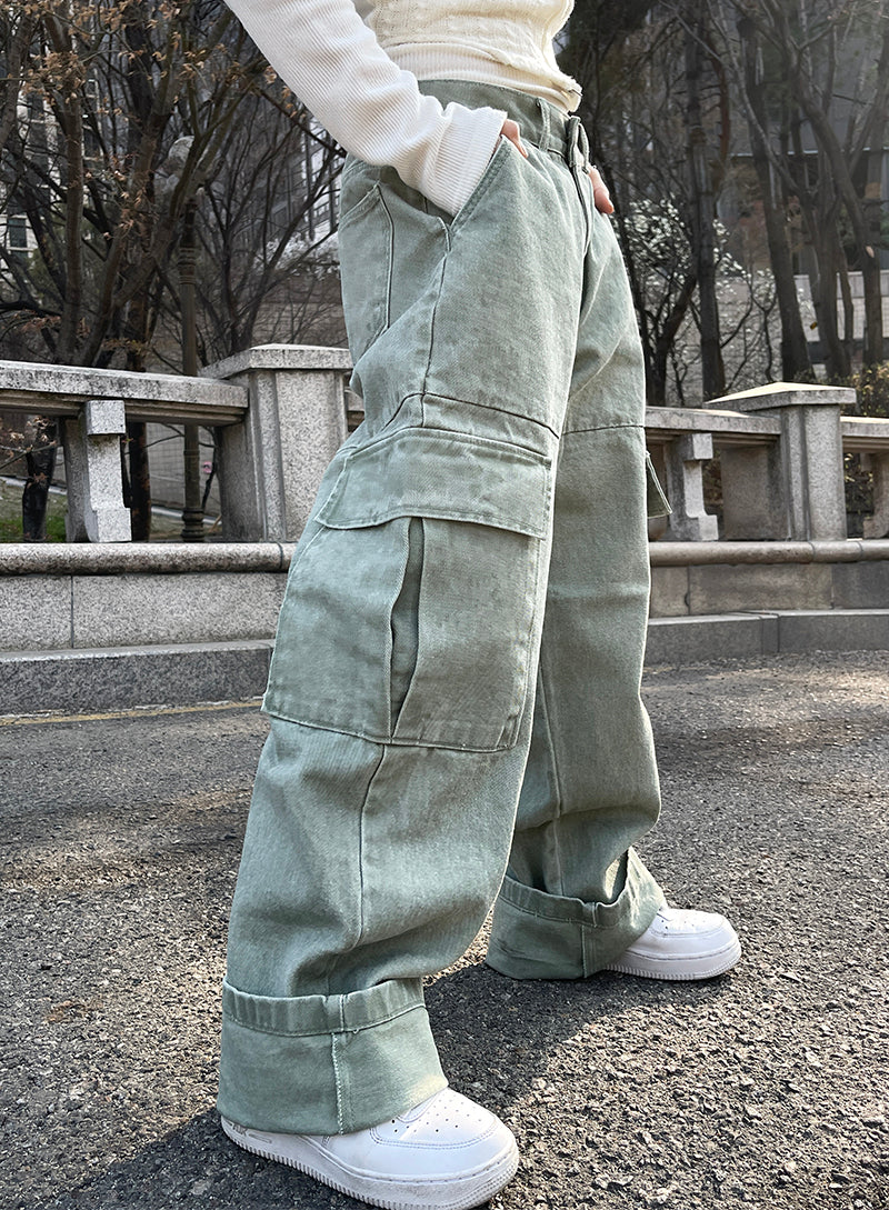 ディングデニムスリットワイドカーゴパンツ / Ding denim slit wide cargo pantsheenytsuki/ {{  category }}