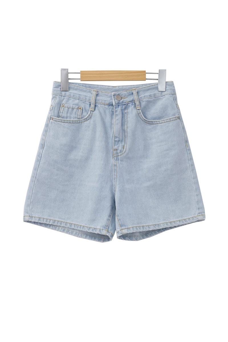 ミレ 夏 デニム ライトブルー ダークブルー コットン ショートパンツ パンツ(2color) / Mille Summer Denim Light  Blue Cotton Shorts (2 colors)frenchaube/ {{ category }}