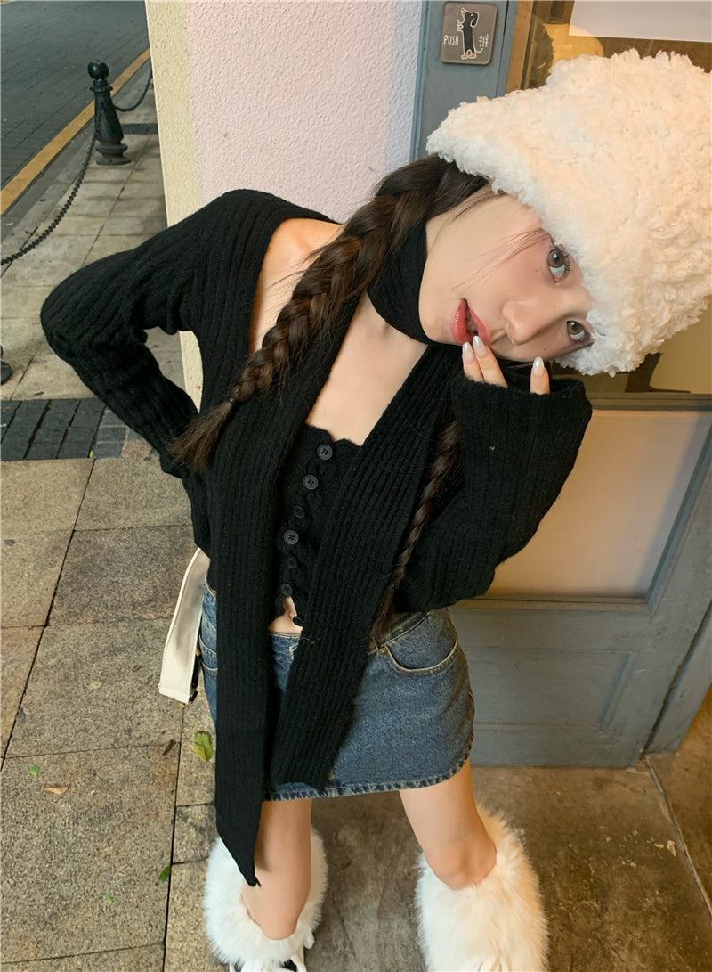 トゥイーティーマフラーニットトップス / Tweety muffler knit top