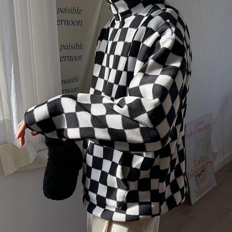 ルイスチェッカーボードハーフジップフリース/ASCLO Louis Checker Board Half Zip Fleece (3color)