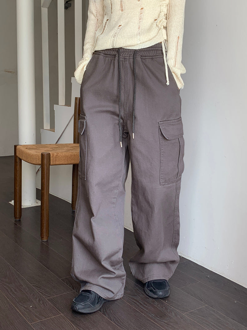 [MADE] Tonizen Pocket Cotton Banding Long Wide Cargo pants