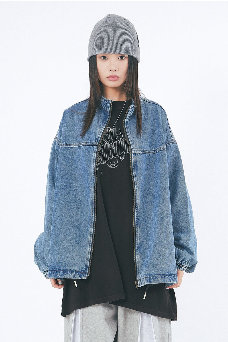 China collar zip-up over denim jacket – 60% - SIXTYPERCENT