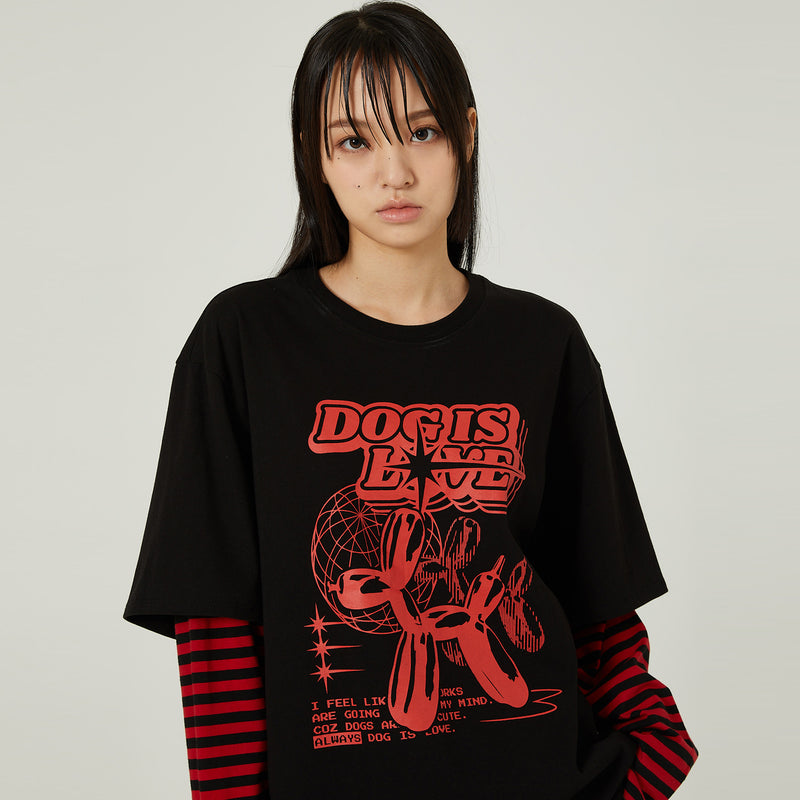 マジックバルーンドッグレイヤードロングスリーブTシャツ – 60